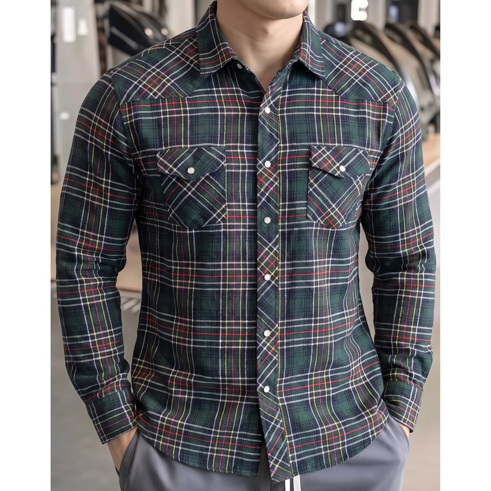 🐎VTG Wrangler Shirt Mens LT Plaid Flannel Lined Insulated Pearl Snap Y2K Jacket
